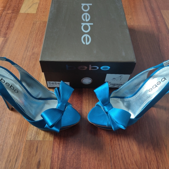 BEBE open toe sling back heels - Picture 2 of 8